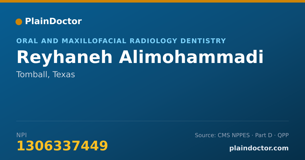 Shareable card for Reyhaneh Alimohammadi - Oral and Maxillofacial Radiology Dentistry, Tomball, TX