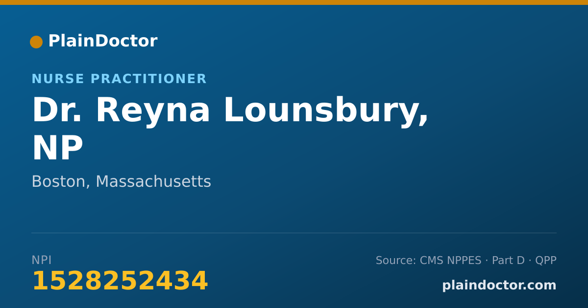 Shareable card for Reyna Lounsbury, NP - Nurse Practitioner, Boston, MA