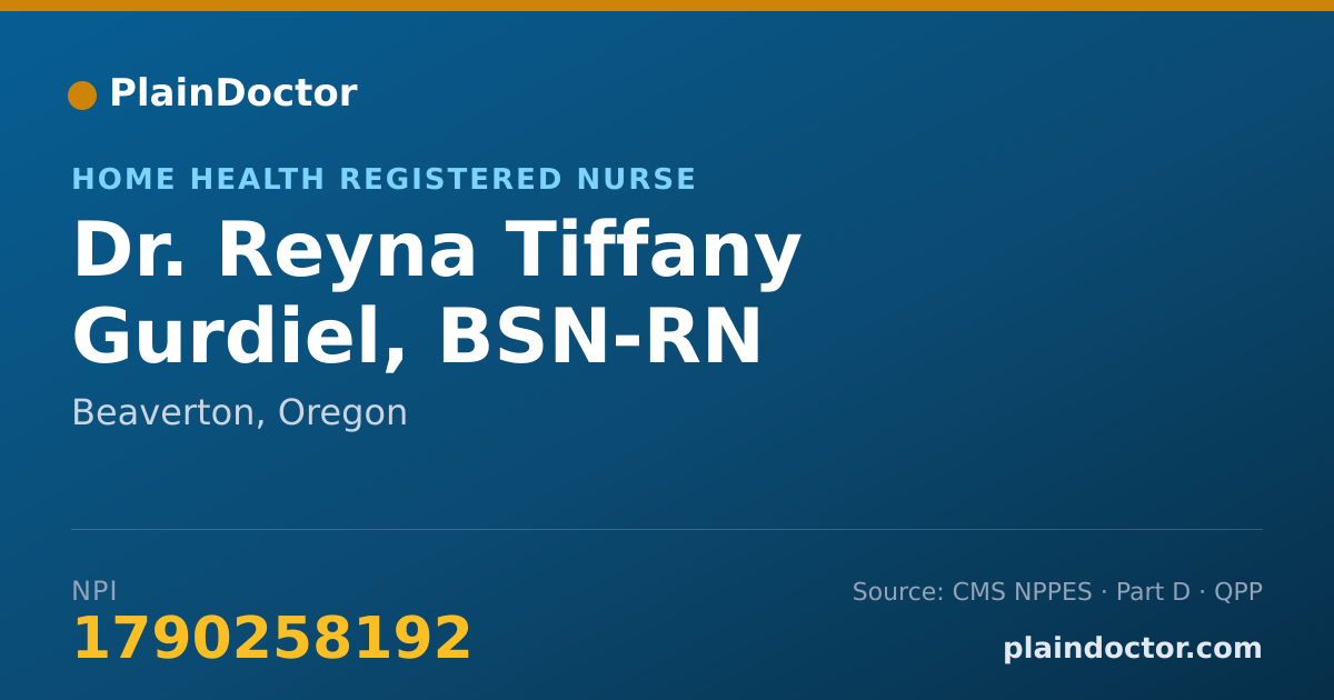 Shareable card for Reyna Tiffany Gurdiel, BSN-RN - Home Health Registered Nurse, Beaverton, OR