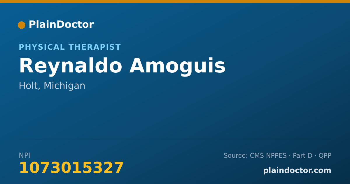 Shareable card for Reynaldo Amoguis - Physical Therapist, Holt, MI