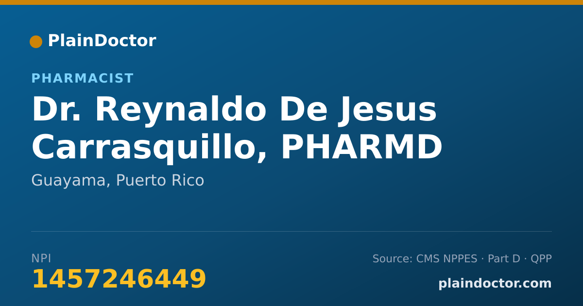 Shareable card for Reynaldo De Jesus Carrasquillo, PHARMD - Pharmacist, Guayama, PR