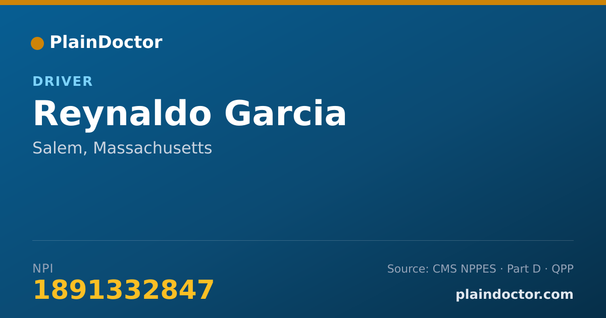 Shareable card for Reynaldo Garcia - Driver, Salem, MA