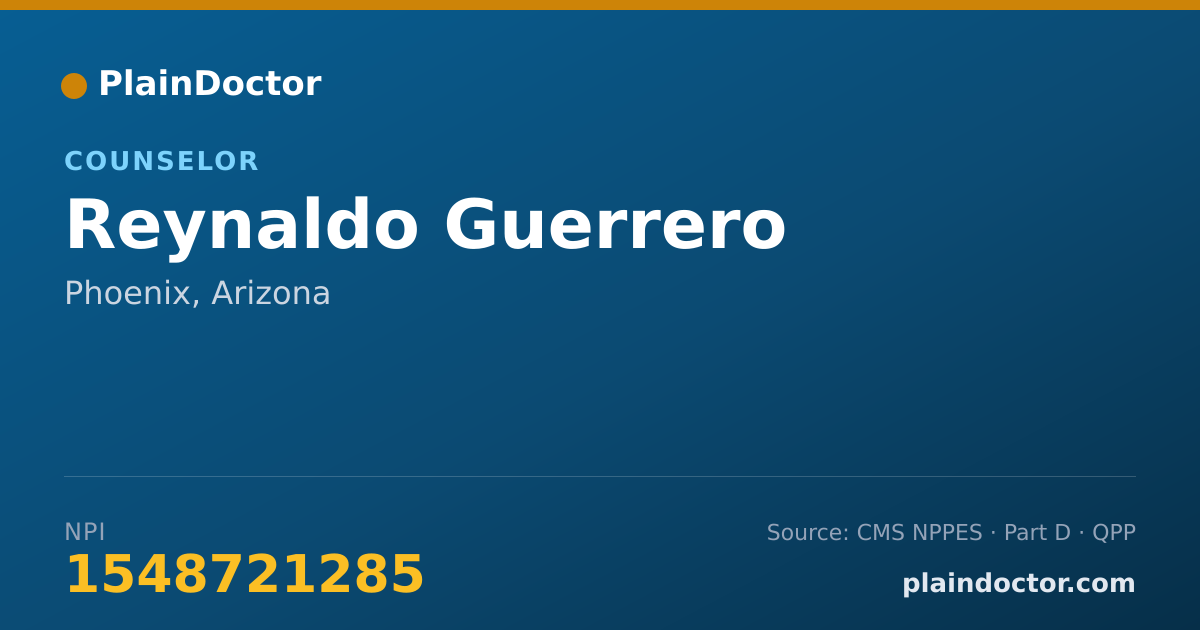 Shareable card for Reynaldo Guerrero - Counselor, Phoenix, AZ