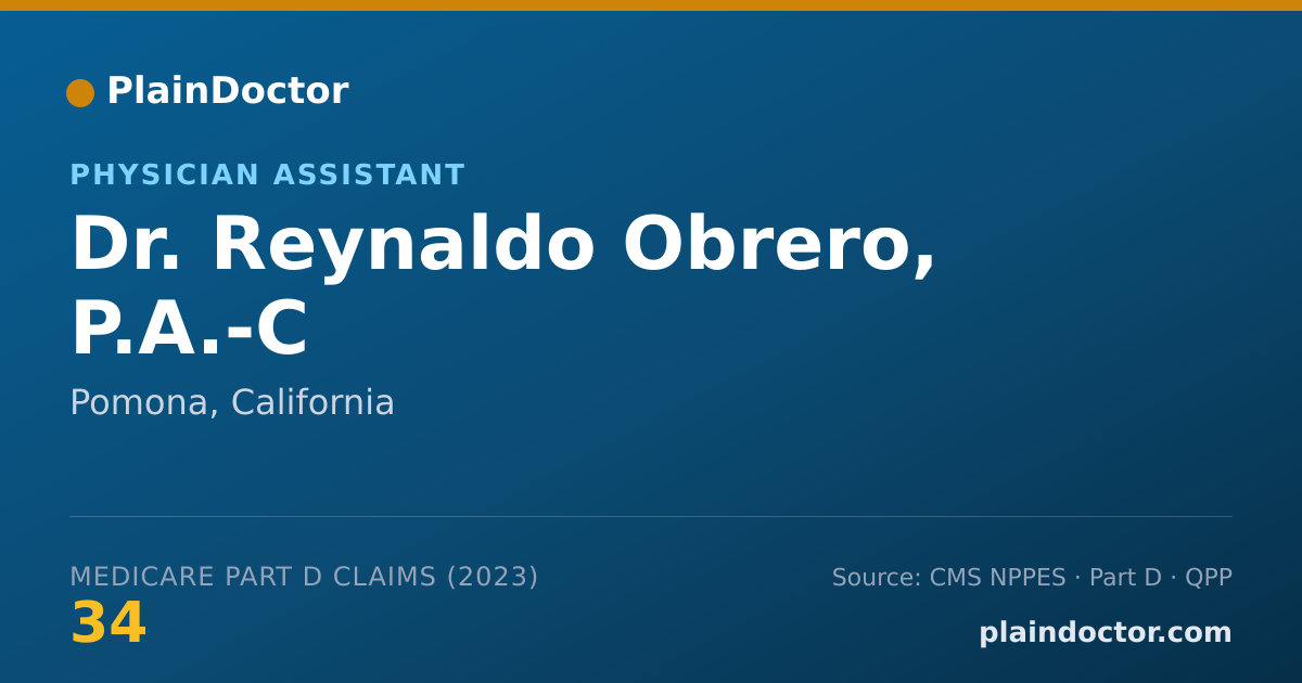 Shareable card for Reynaldo Obrero, P.A.-C - Physician Assistant, Pomona, CA