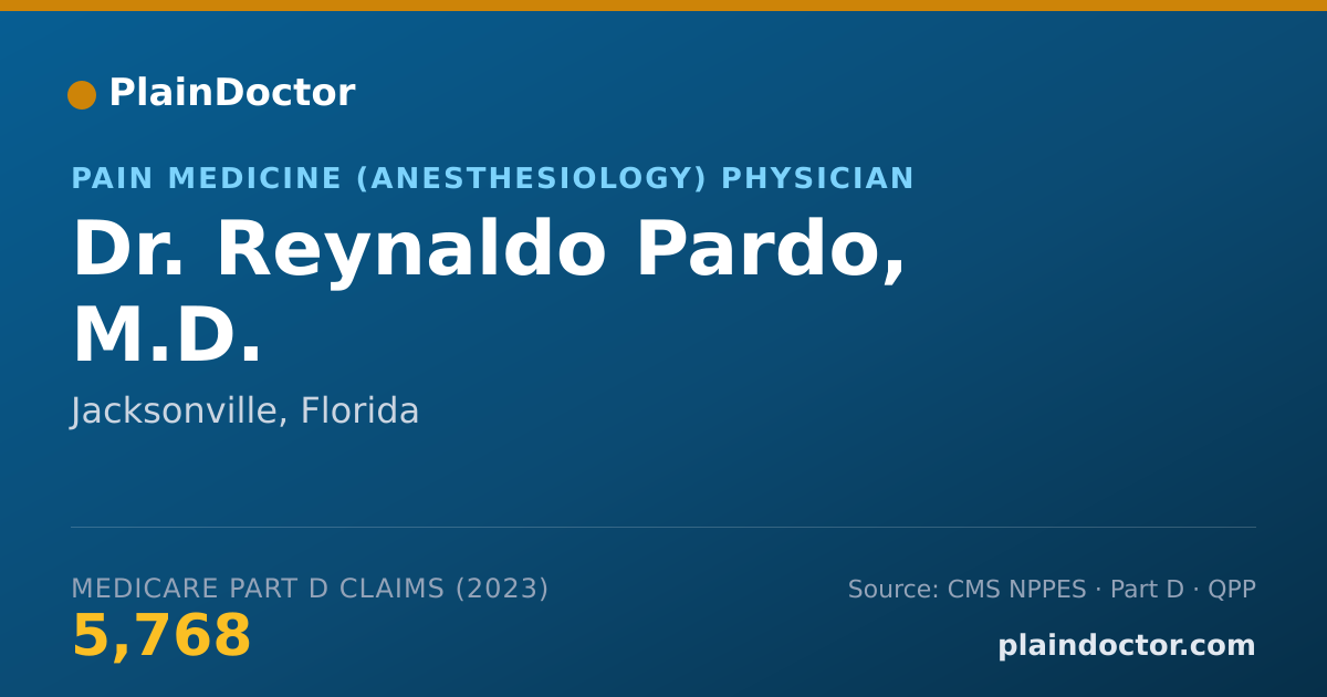 Shareable card for Reynaldo Pardo, M.D. - Pain Medicine (Anesthesiology) Physician, Jacksonville, FL