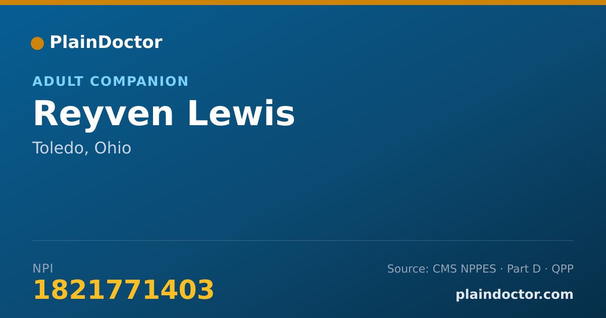 Shareable card for Reyven Lewis - Adult Companion, Toledo, OH