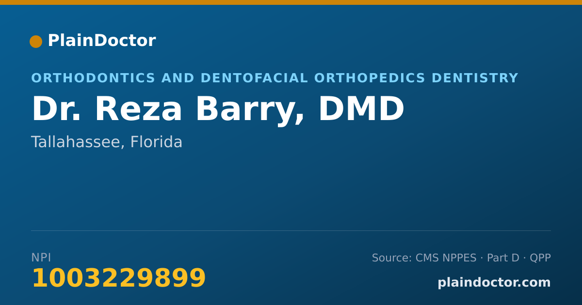 Shareable card for Reza Barry, DMD - Orthodontics and Dentofacial Orthopedics Dentistry, Tallahassee, FL