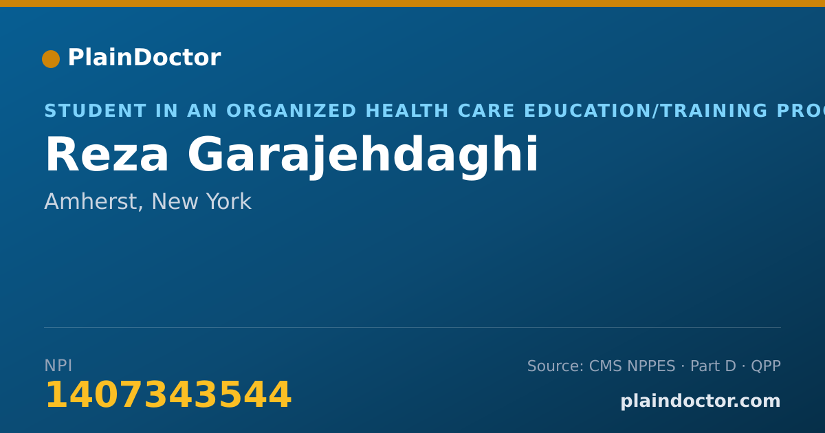 Shareable card for Reza Garajehdaghi - Student in an Organized Health Care Education/Training Program, Amherst, NY