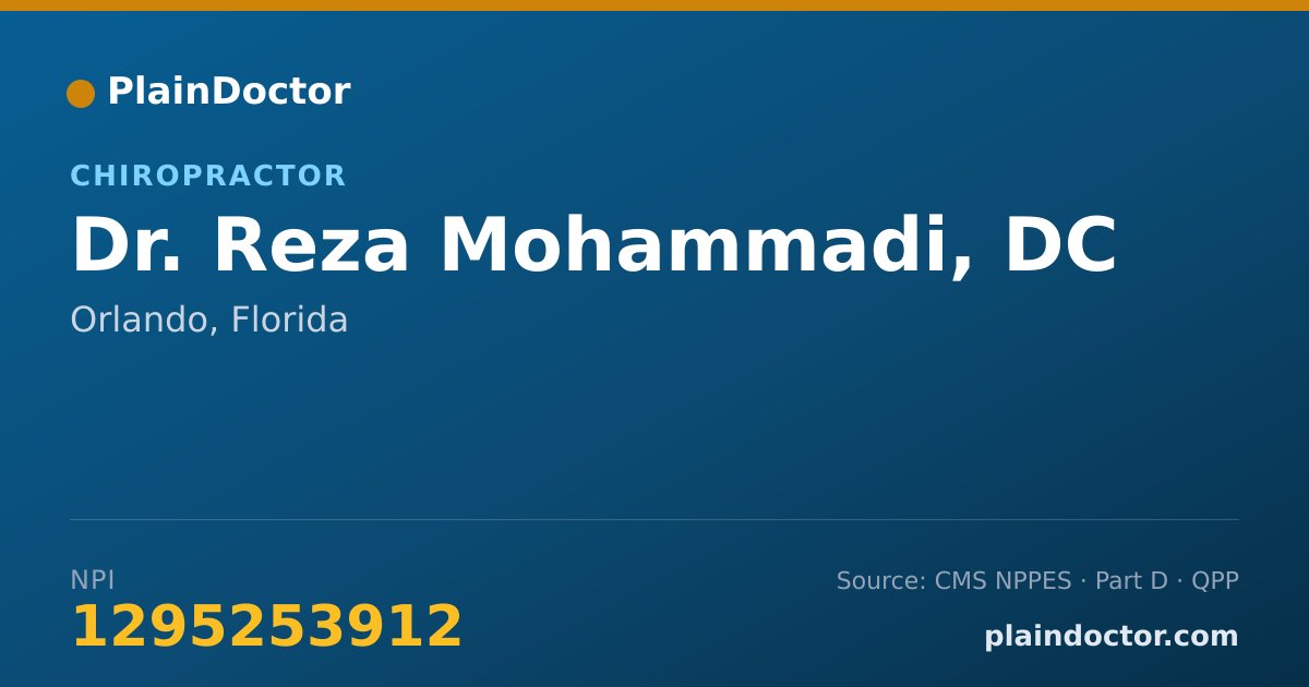 Shareable card for Reza Mohammadi, DC - Chiropractor, Orlando, FL