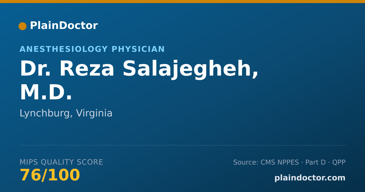 Shareable card for Reza Salajegheh, M.D. - Anesthesiology Physician, Lynchburg, VA
