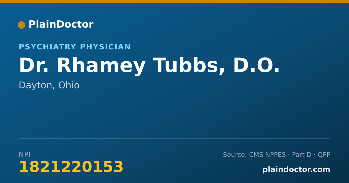Shareable card for Rhamey Tubbs, D.O. - Psychiatry Physician, Dayton, OH