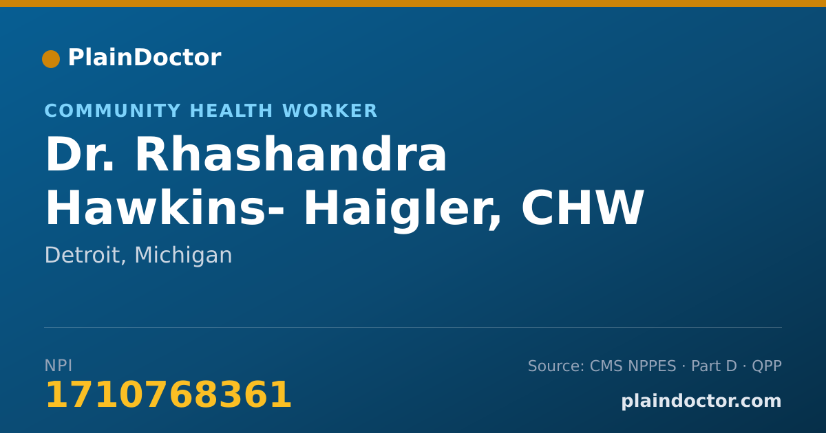 Shareable card for Rhashandra Hawkins- Haigler, CHW - Community Health Worker, Detroit, MI