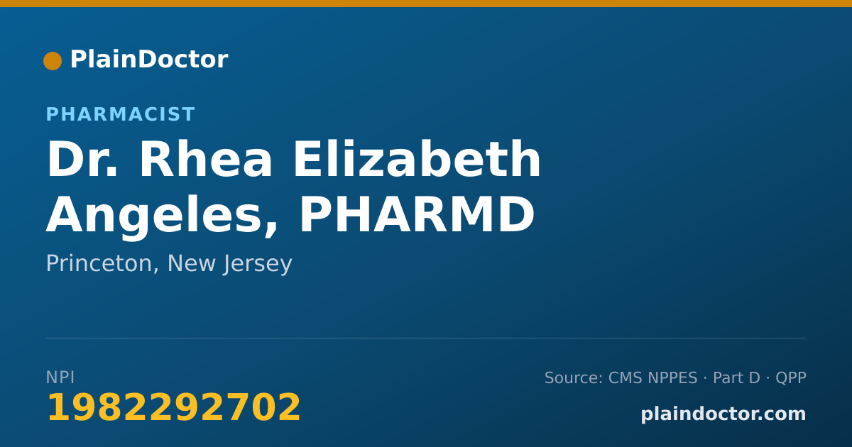 Shareable card for Rhea Elizabeth Angeles, PHARMD - Pharmacist, Princeton, NJ