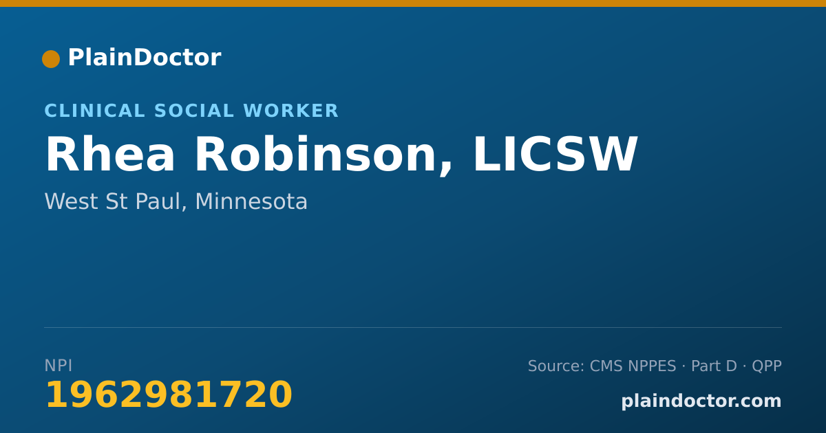 Shareable card for Rhea Robinson, LICSW - Clinical Social Worker, West St Paul, MN