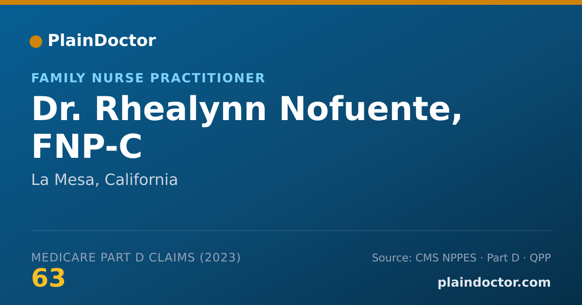 Shareable card for Rhealynn Nofuente, FNP-C - Family Nurse Practitioner, La Mesa, CA