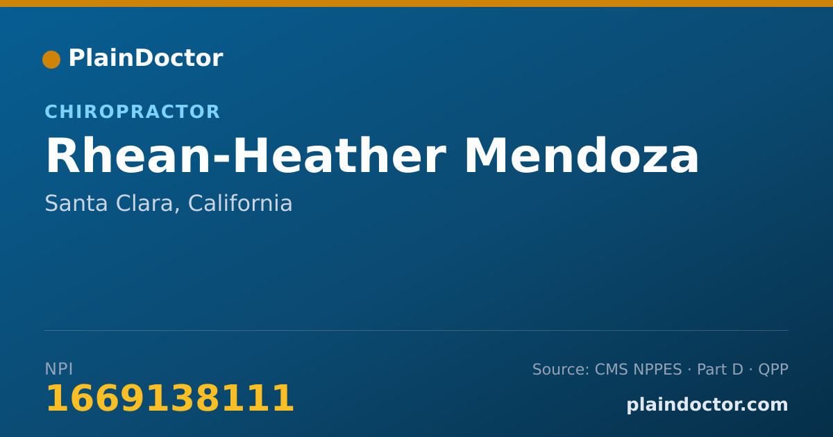 Shareable card for Rhean-Heather Mendoza - Chiropractor, Santa Clara, CA