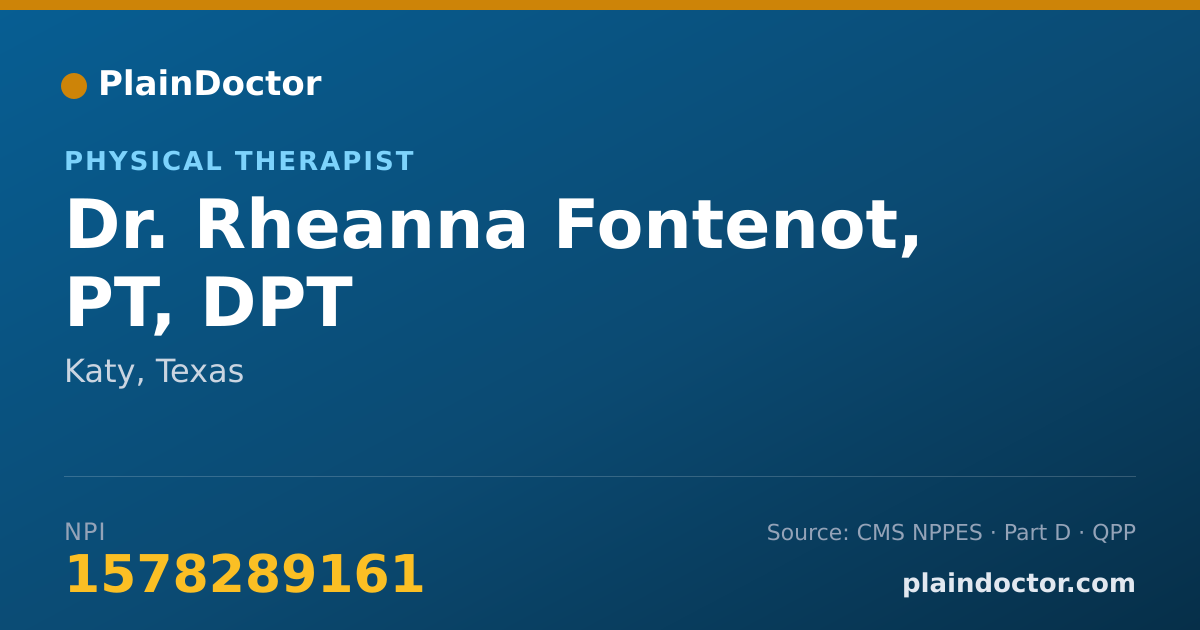 Shareable card for Rheanna Fontenot, PT, DPT - Physical Therapist, Katy, TX