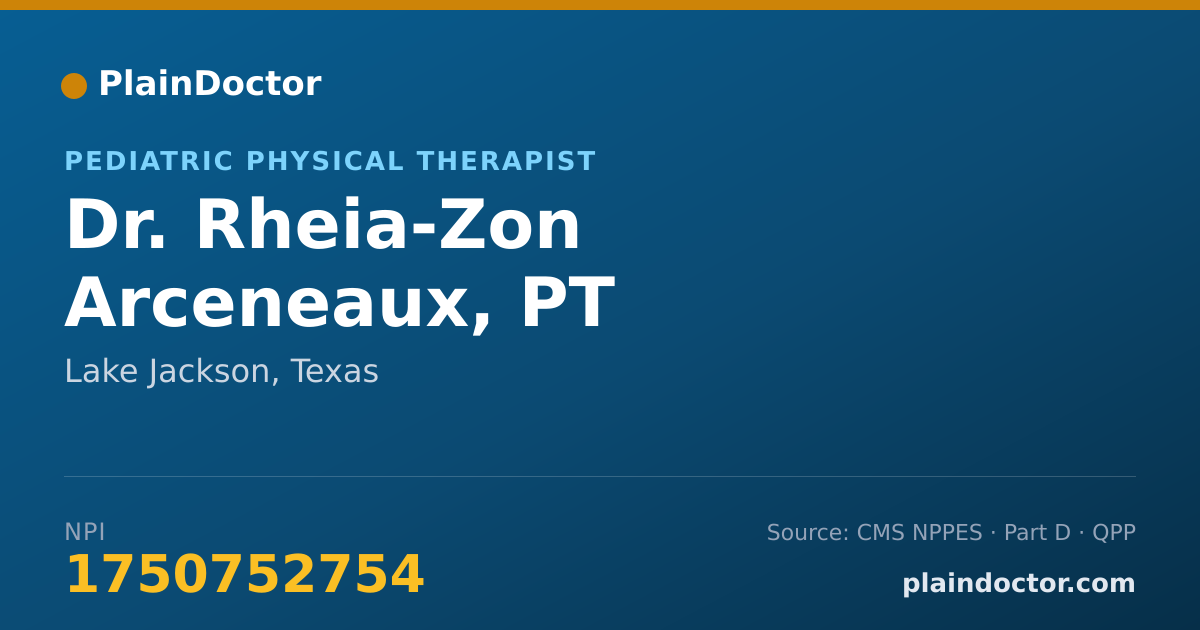 Shareable card for Rheia-Zon Arceneaux, PT - Pediatric Physical Therapist, Lake Jackson, TX