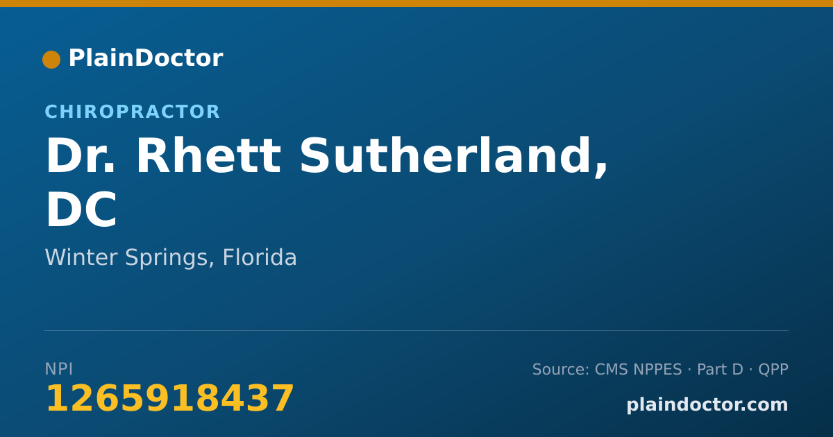 Shareable card for Rhett Sutherland, DC - Chiropractor, Winter Springs, FL