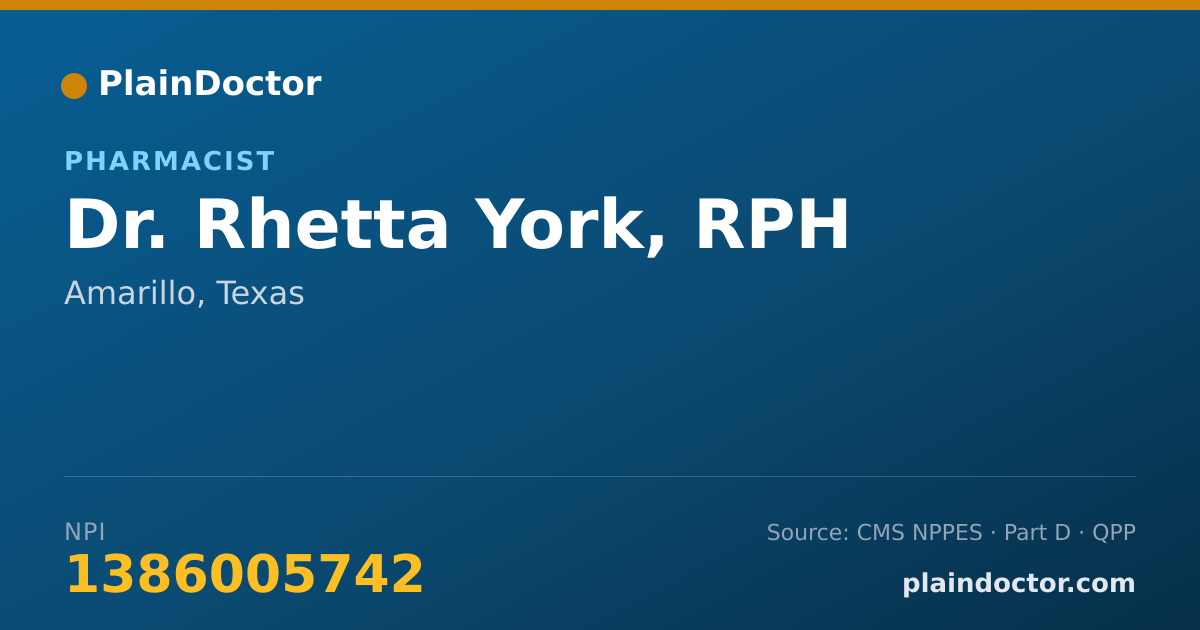 Shareable card for Rhetta York, RPH - Pharmacist, Amarillo, TX