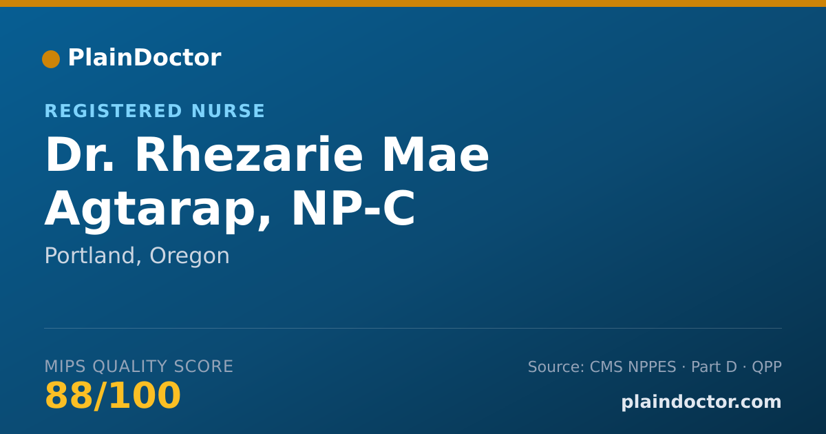 Shareable card for Rhezarie Mae Agtarap, NP-C - Registered Nurse, Portland, OR