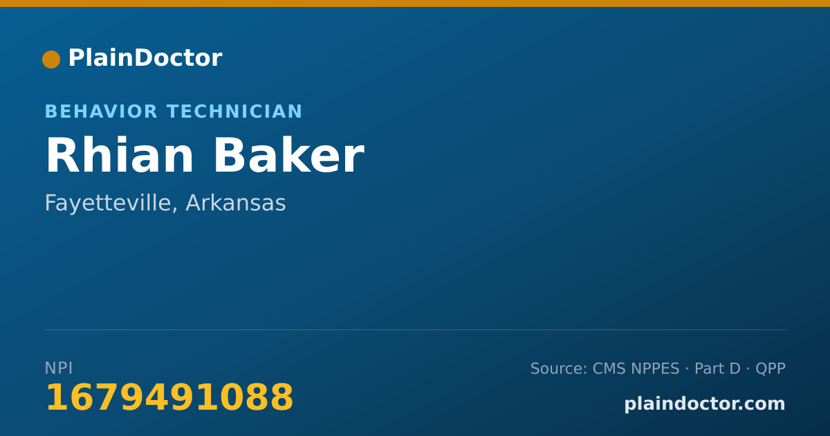 Shareable card for Rhian Baker - Behavior Technician, Fayetteville, AR