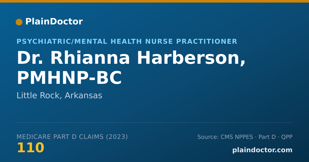 Shareable card for Rhianna Harberson, PMHNP-BC - Psychiatric/Mental Health Nurse Practitioner, Little Rock, AR