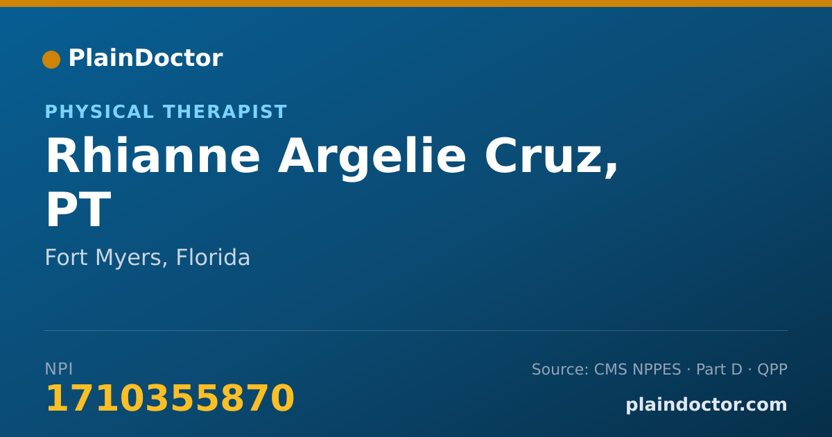 Shareable card for Rhianne Argelie Cruz, PT - Physical Therapist, Fort Myers, FL
