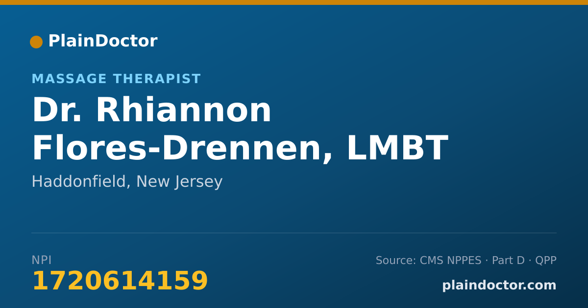 Shareable card for Rhiannon Flores-Drennen, LMBT - Massage Therapist, Haddonfield, NJ