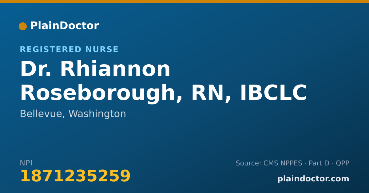 Shareable card for Rhiannon Roseborough, RN, IBCLC - Registered Nurse, Bellevue, WA