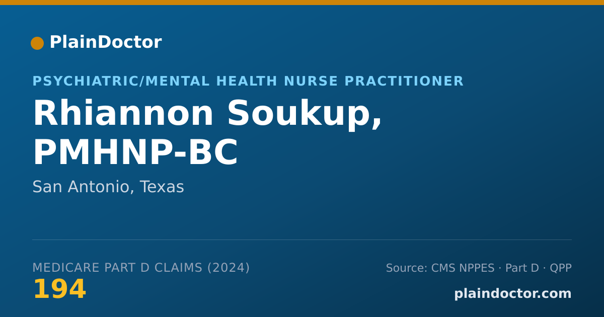 Shareable card for Rhiannon Soukup, PMHNP-BC - Psychiatric/Mental Health Nurse Practitioner, San Antonio, TX