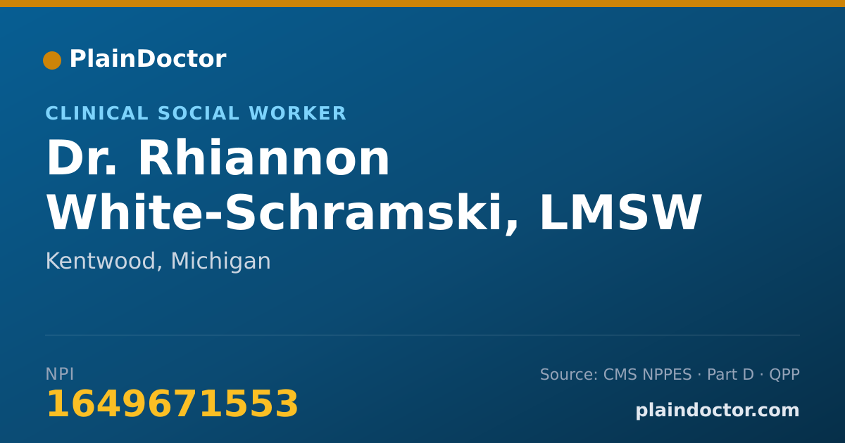 Shareable card for Rhiannon White-Schramski, LMSW - Clinical Social Worker, Kentwood, MI