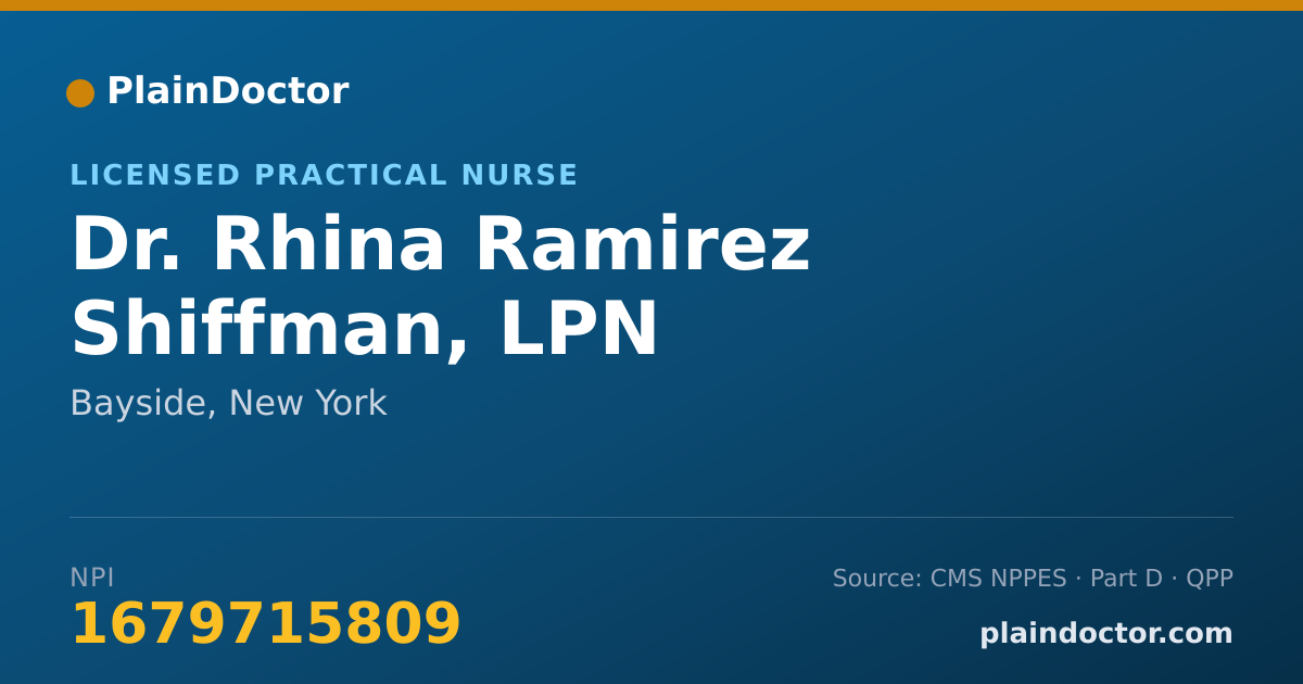 Shareable card for Rhina Ramirez Shiffman, LPN - Licensed Practical Nurse, Bayside, NY