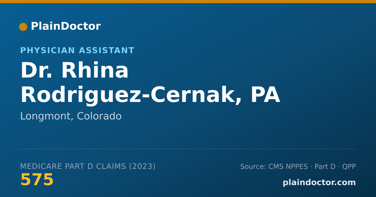 Shareable card for Rhina Rodriguez-Cernak, PA - Physician Assistant, Longmont, CO