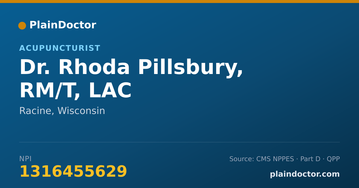 Shareable card for Rhoda Pillsbury, RM/T, LAC - Acupuncturist, Racine, WI