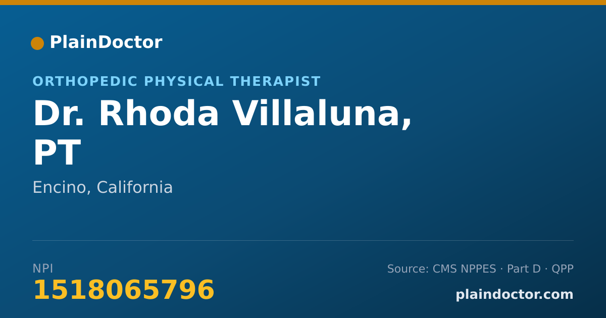 Shareable card for Rhoda Villaluna, PT - Orthopedic Physical Therapist, Encino, CA
