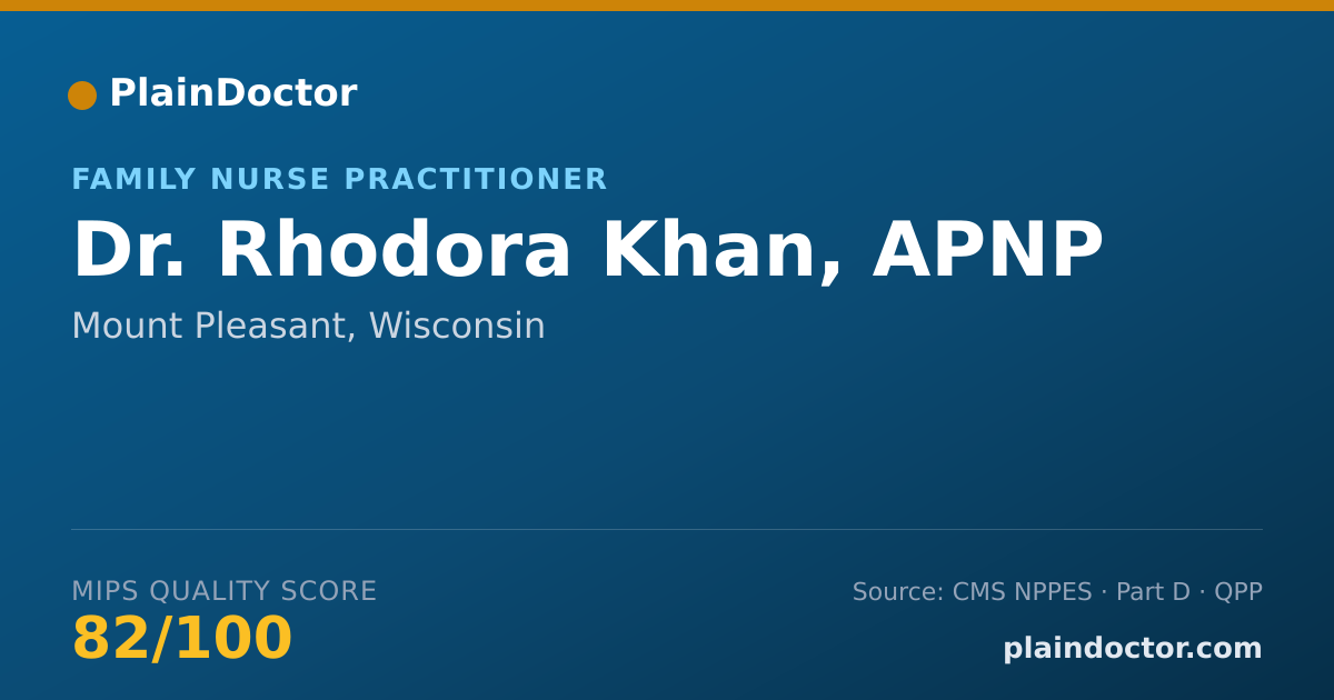 Shareable card for Rhodora Khan, APNP - Family Nurse Practitioner, Mount Pleasant, WI