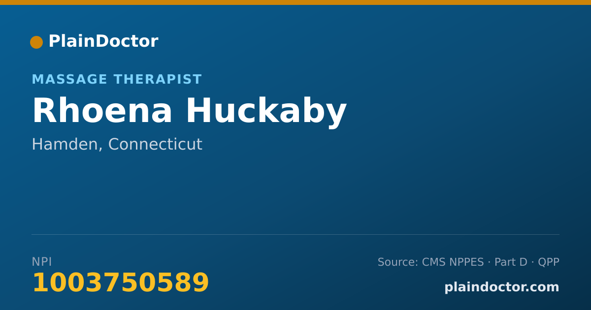 Shareable card for Rhoena Huckaby - Massage Therapist, Hamden, CT