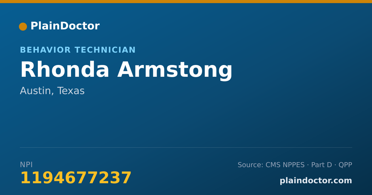 Shareable card for Rhonda Armstong - Behavior Technician, Austin, TX