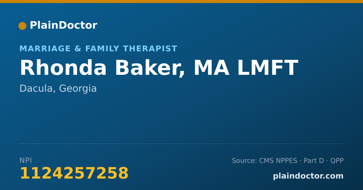 Shareable card for Rhonda Baker, MA  LMFT - Marriage & Family Therapist, Dacula, GA