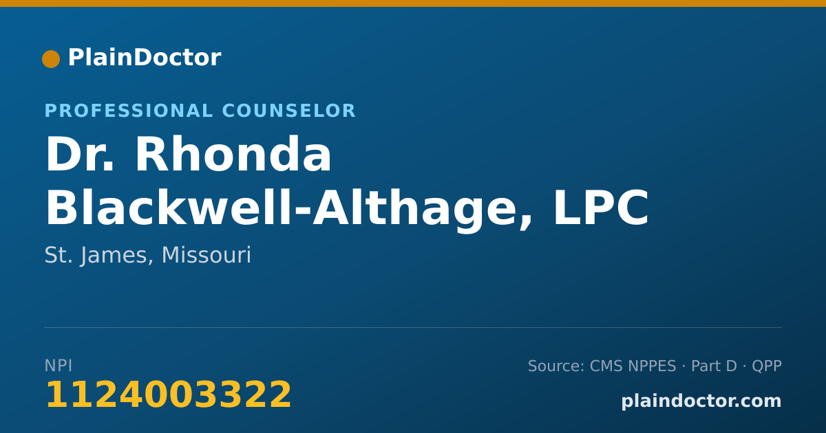 Shareable card for Rhonda Blackwell-Althage, LPC - Professional Counselor, St. James, MO