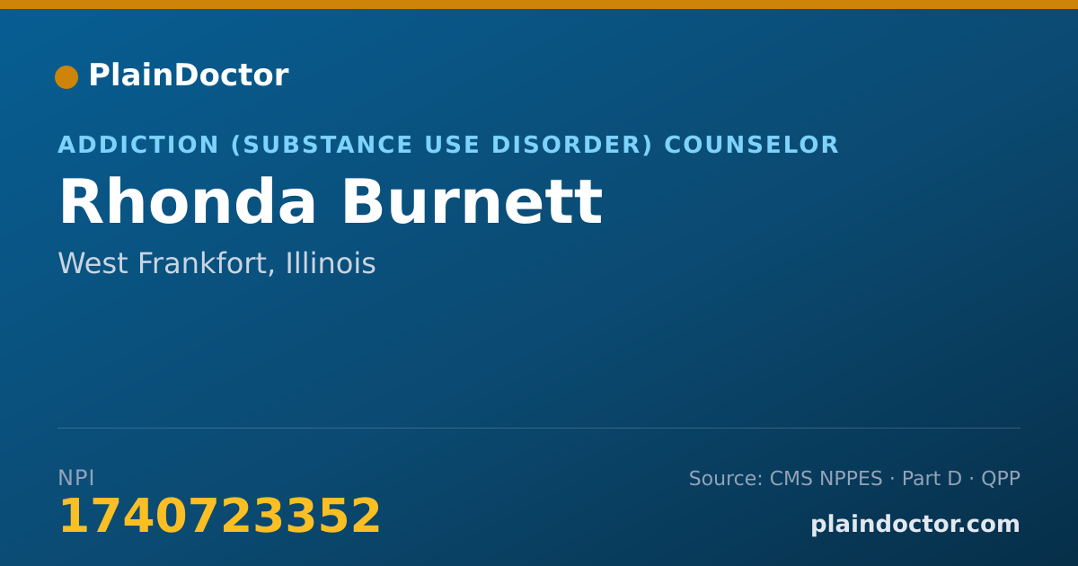 Shareable card for Rhonda Burnett - Addiction (Substance Use Disorder) Counselor, West Frankfort, IL