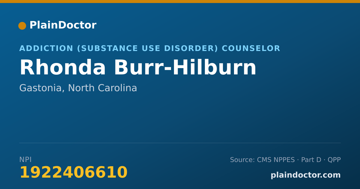 Shareable card for Rhonda Burr-Hilburn - Addiction (Substance Use Disorder) Counselor, Gastonia, NC