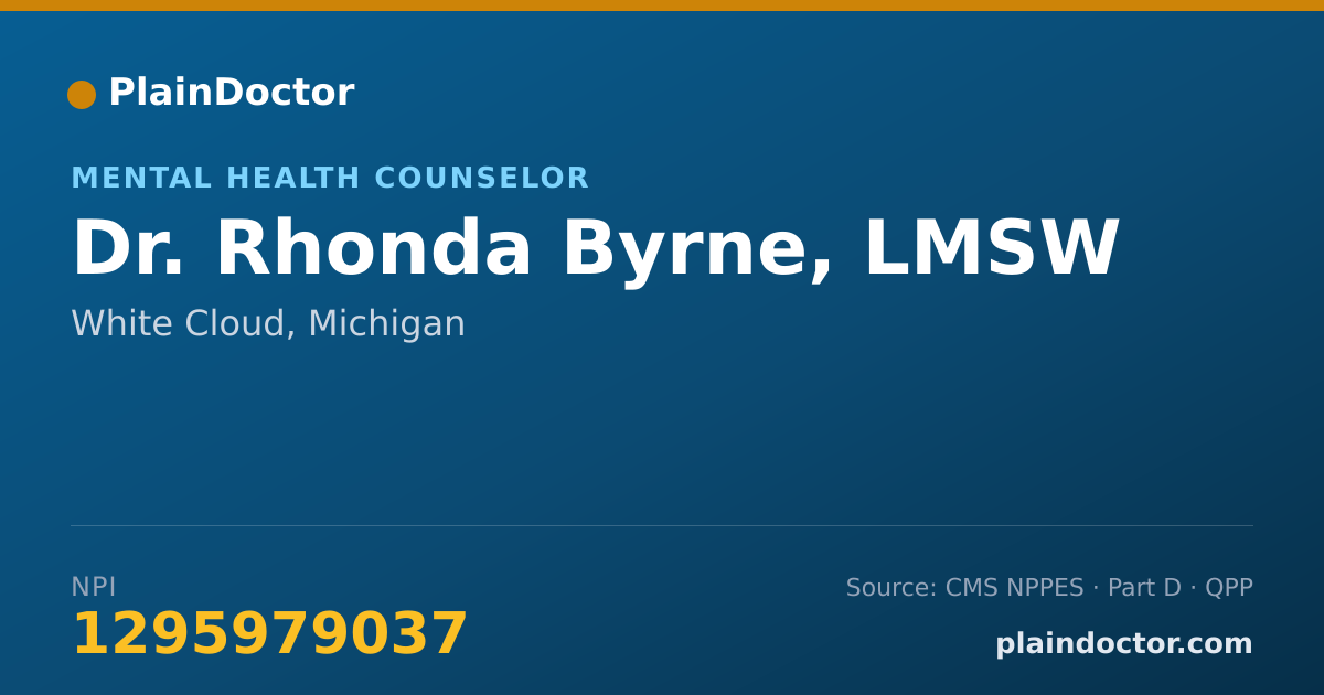 Shareable card for Rhonda Byrne, LMSW - Mental Health Counselor, White Cloud, MI