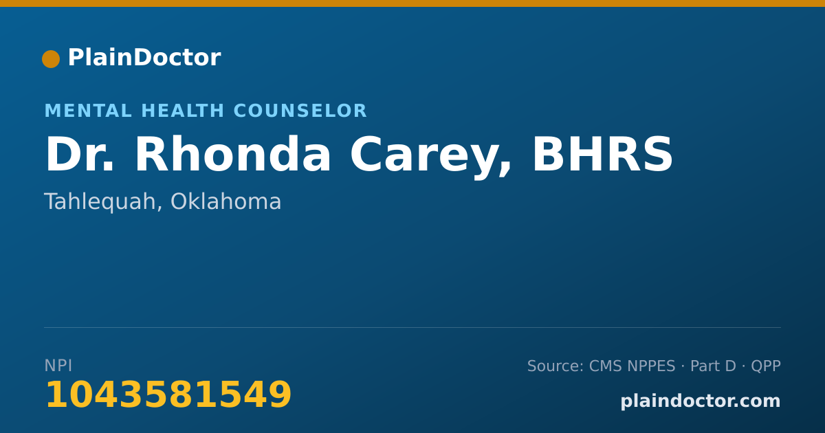 Shareable card for Rhonda Carey, BHRS - Mental Health Counselor, Tahlequah, OK