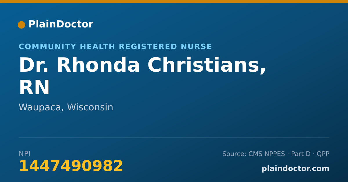 Shareable card for Rhonda Christians, RN - Community Health Registered Nurse, Waupaca, WI