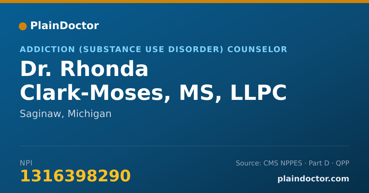 Shareable card for Rhonda Clark-Moses, MS, LLPC - Addiction (Substance Use Disorder) Counselor, Saginaw, MI