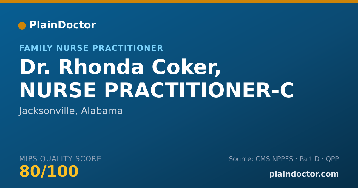 Shareable card for Rhonda Coker, NURSE PRACTITIONER-C - Family Nurse Practitioner, Jacksonville, AL