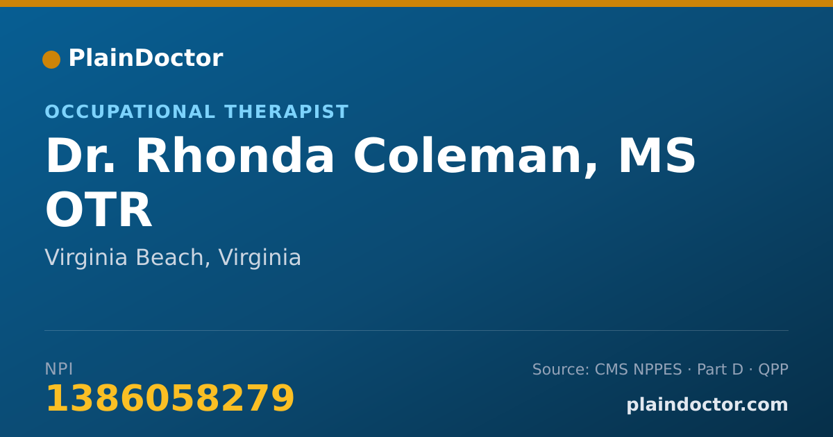 Shareable card for Rhonda Coleman, MS OTR - Occupational Therapist, Virginia Beach, VA