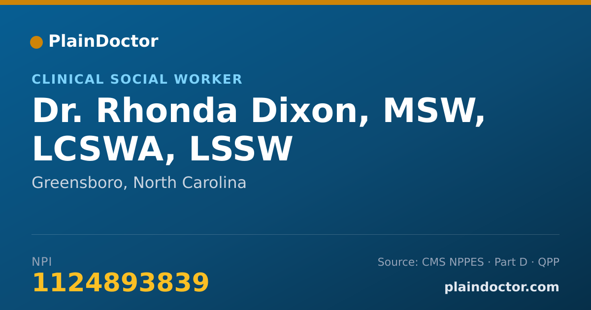 Shareable card for Rhonda Dixon, MSW, LCSWA, LSSW - Clinical Social Worker, Greensboro, NC